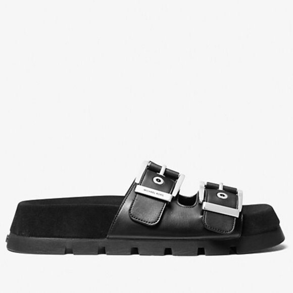 MICHAEL MICHAEL KORS Women's Colby Suede and Leather Flat Sandal Size 7.5M Black - Picture 3 of 7